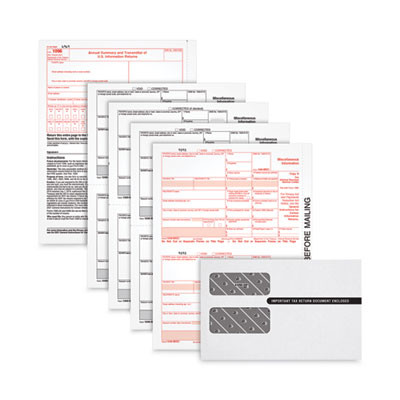 1099-Misc Tax Forms Kit, Fiscal Year: 2021, Four-Part Carbonless, 8.5 x 5.5, 2 Forms/Sheet, 50 Forms Total