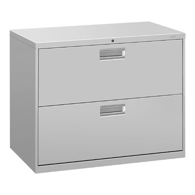 Brigade 600 Series Lateral File, 2 Legal/Letter-Size File Drawers, Light Gray, 36" X 18" X 28"