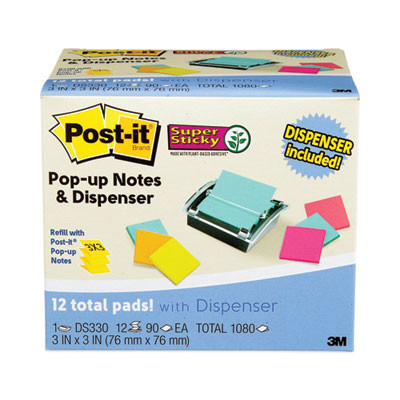 Pop-Up Dispenser Value Pack, For 3 x 3 Pads, Black/Clear, Includes (12) Marrakesh Rio De Janeiro Super Sticky Pop-Up Pad