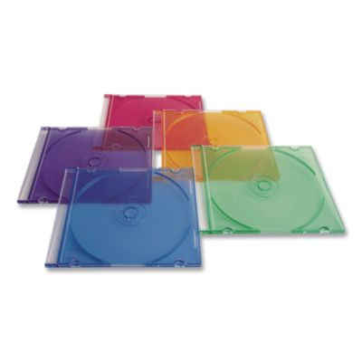 Slim Cases, Cd/Dvd, Assorted Colors, 100/Pack