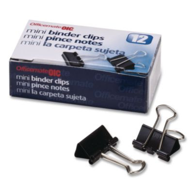 Mini Binder Clips, Black/Silver, Dozen