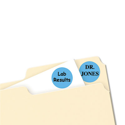 Printable Self-Adhesive Removable Color-Coding Labels, 0.75" Dia, Light Blue, 24/Sheet, 42 Sheets/Pack, (5461)
