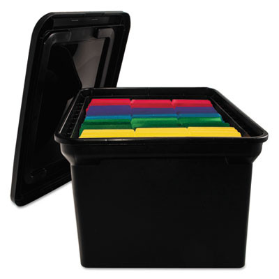 File Tote With Lid, Letter/Legal Files, 14.25" x 18" x 10.88", Black