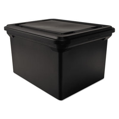 File Tote With Lid, Letter/Legal Files, 14.25" x 18" x 10.88", Black