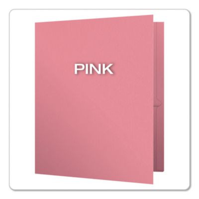 Pink Ribbon Twin-Pocket Folder With Prong Fasteners, Accommodates (135) 11 x 8.5 Sheets, Pink, 25/Box
