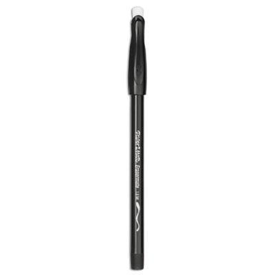 Eraser Mate Ballpoint Pen, Stick, Medium 1 Mm, Black Ink, Black Barrel, Dozen