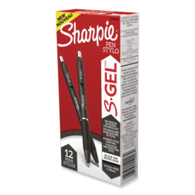 S-Gel High-Performance Gel Pen, Retractable, Extra-Fine 0.38 Mm, Black Ink, Black Barrel, Dozen