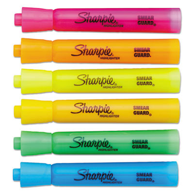 Tank Style Highlighters With Open-Stock Box, Assorted Ink Colors, Chisel Tip, Assorted Barrel Colors, Dozen