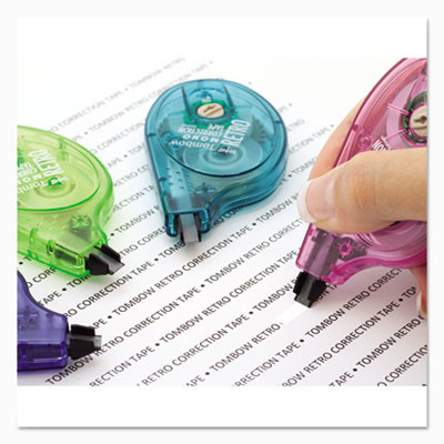 Mono Original Correction Tape, Non-Refillable, 0.17" x 32.83 Ft, White Tape, Assorted Dispenser Colors, 6/Box