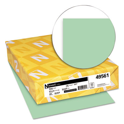 Exact Index Card Stock, 110 Lb Index Weight, 8.5 x 11, Green, 250/Pack