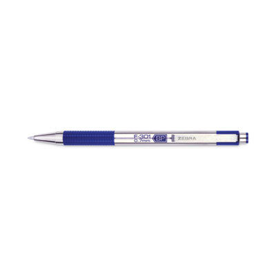F-301 Ballpoint Pen, Retractable, Fine 0.7 Mm, Blue Ink, Stainless Steel/Blue Barrel