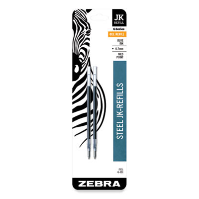 Refill For Zebra Jk G-301 Gel Rollerball Pens, Medium Conical Tip, Blue Ink, 2/Pack