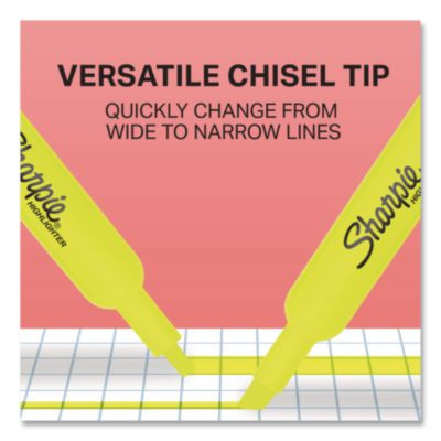 Tank Style Highlighters, Fluorescent Yellow Ink, Chisel Tip, Yellow Barrel, 2/Pack