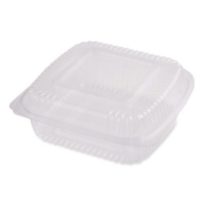 Pla Hinged Clamshells, 46 Oz, 8.3 x 8.6 x 3.1, Clear, Plastic, 300/Carton