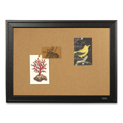 Cork Bulletin Board With Black Frame, 23" x 17", Tan Surface, Black Fiberboard (Mdf) Frame