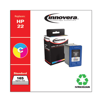 Remanufactured Tri-Color Ink, Replacement For 22 (C9352An), 165 Page-Yield