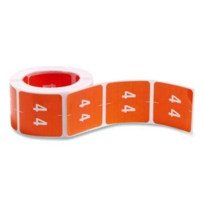 Numerical End Tab File Folder Labels, 4, 1.5 X 1.5, Orange, 250/Roll