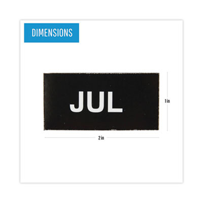 Heavy-Duty Board Magnet Labels, Months Of The Year (January-December), 1" Tall, White Characters, Black Background, 12/Pack