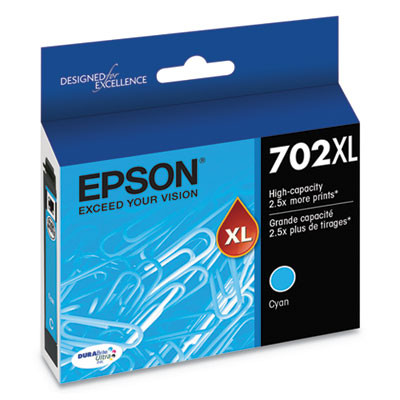 T702Xl220-S (702Xl) Durabrite Ultra High-Yield Ink, 950 Page-Yield, Cyan