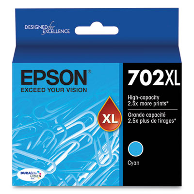 T702Xl220-S (702Xl) Durabrite Ultra High-Yield Ink, 950 Page-Yield, Cyan