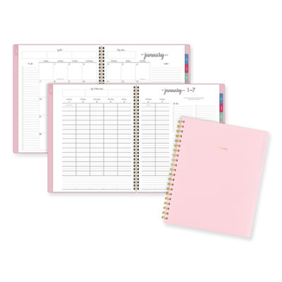 Harmony Weekly/Monthly Poly Planner, 11 x 9.38, Pink Cover, 13-Month: Jan 2026 To Jan 2027