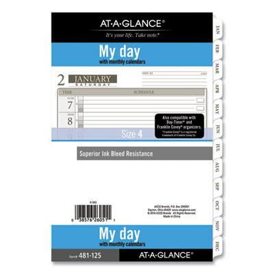 1-Page-Per-Day Planner Refills, 8.5 x 5.5, White Sheets, 12-Month (Jan To Dec): 2026
