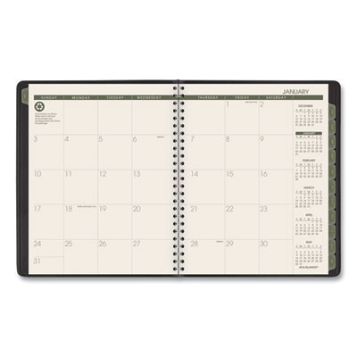 Recycled Monthly Planner With Perforated Memo Section, 8.75 x 7, Black Cover, 12-Month (Jan To Dec): 2026
