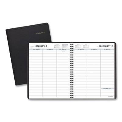 Weekly Planner Ruled For Open Scheduling, 8.75 x 6.75, Black Cover, 12-Month (Jan To Dec): 2026