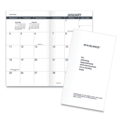 Pocket Size Monthly Planner Refill, 6 x 3.5, White Sheets, 12-Month (Jan To Dec): 2026