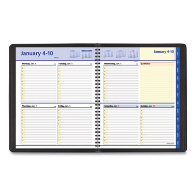 Quicknotes Weekly Block Format Appointment Book, 10 x 8, Black Cover, 12-Month (Jan To Dec): 2026