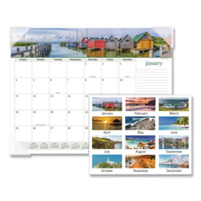 Seascape Panoramic Desk Pad, Seascape Panoramic Photography, 22 x 17, White Sheets, Clear Corners, 12-Month (Jan-Dec): 2026