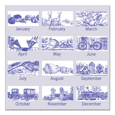 Illustrator's Edition Wall Calendar, Victorian Illustrations Artwork, 12 x 12, White/Blue Sheets, 12-Month (Jan To Dec): 2026