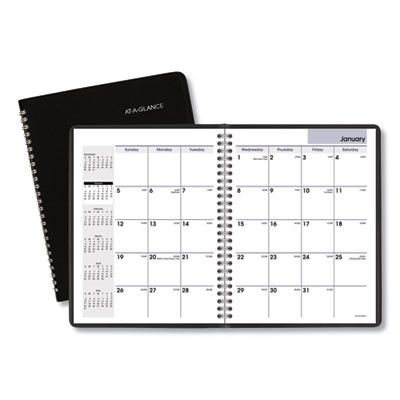 Dayminder Monthly Planner With Notes Column, Un-Ruled Blocks, 8.75 x 7, Black Cover, 12-Month (Jan To Dec): 2026