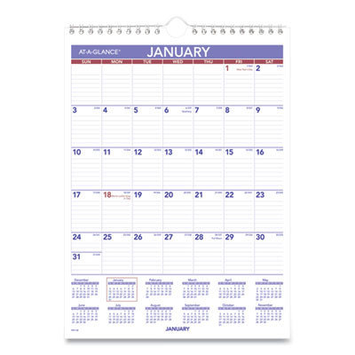 Monthly Wall Calendar With Ruled Daily Blocks, 8 x 11, White Sheets, 12-Month (Jan To Dec): 2026