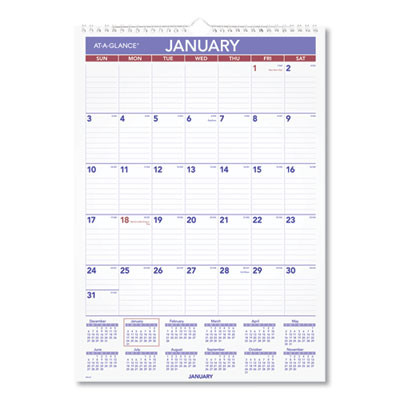 Monthly Wall Calendar With Ruled Daily Blocks, 12 x 17, White Sheets, 12-Month (Jan To Dec): 2026