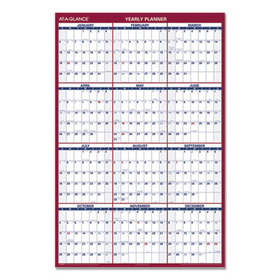 Erasable Vertical/Horizontal Wall Planner, 32 x 48, White/Blue/Red Sheets, 12-Month (Jan To Dec): 2026