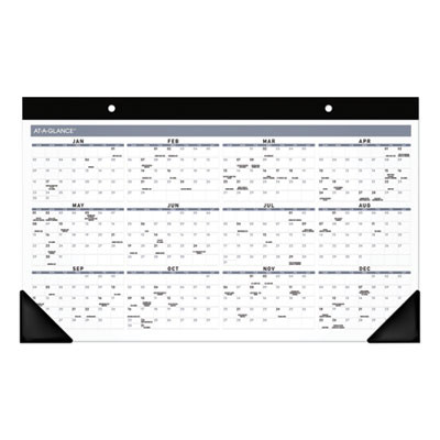 Contemporary Monthly Desk Pad, 18 x 11, White Sheets, Black Binding/Corners,12-Month (Jan To Dec): 2026