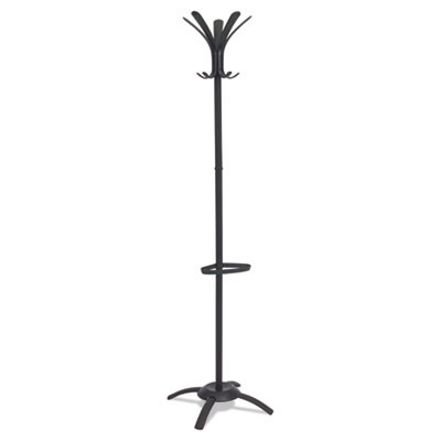 Cleo Coat Stand, Stand Alone Rack, Ten Knobs, Steel/Plastic, 19.75w X 19.75d X 68.9h, Black