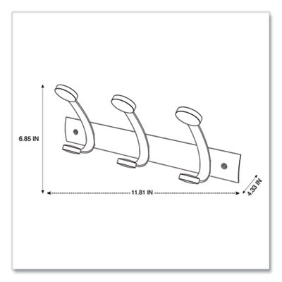 Wooden Coat Hook, Three Wood Peg Wall Rack, Brown/Silver, 45 Lb Capacity
