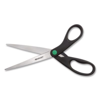 Kleenearth Scissors, 9" Long, 3.75" Cut Length, Straight Black Handle