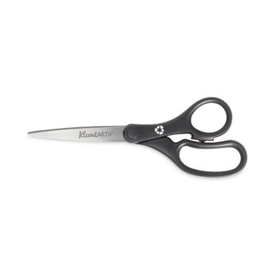 Kleenearth Basic Plastic Handle Scissors, 8" Long, 3.25" Cut Length, Straight Black Handle, 3/Pack