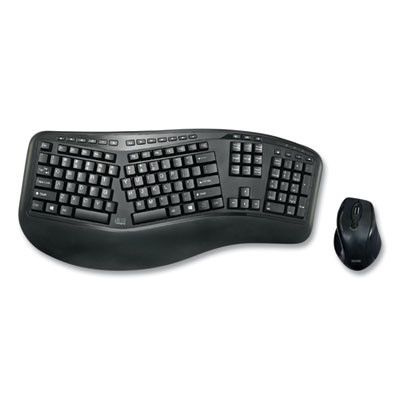 Wkb1500Gb Wireless Ergonomic Keyboard And Mouse, 2.4 Ghz Frequency/30 Ft Wireless Range, Black