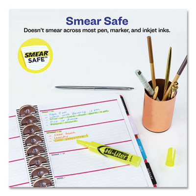 Hi-Liter Desk-Style Highlighters, Fluorescent Yellow Ink, Chisel Tip, Yellow/Black Barrel, Dozen