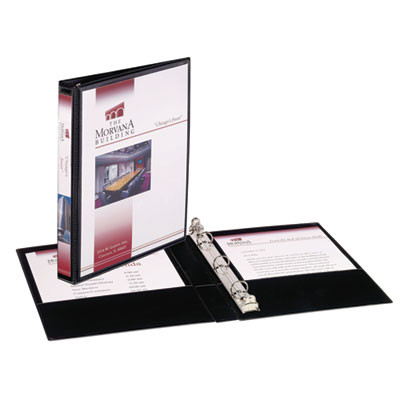 Mini Size Durable View Binder With Round Rings, 3 Rings, 0.5" Capacity, 8.5 X 5.5, Black