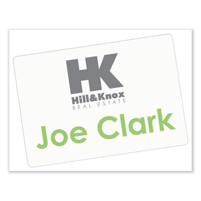 Printable Adhesive Name Badges, 3.38 X 2.33, White, 100/Pack