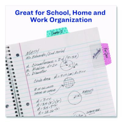 Ultra Tabs Repositionable Tabs, Fashion Patterns: 2" x 1.5", 1/5-Cut, Assorted Colors, 24/Pack