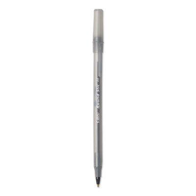Round Stic Xtra Life Ballpoint Pen Xtra Value Pack, Stick, Medium 1 Mm, Black Ink, Translucent Frost Barrel, 240/Carton