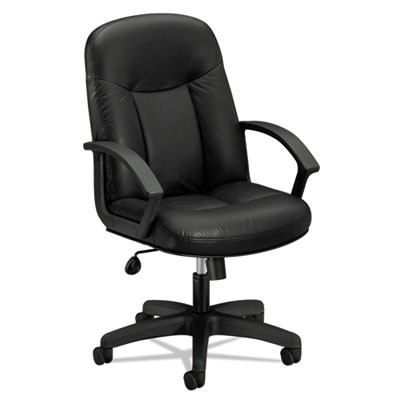 Hvl601 Series Executive High-Back Leather Chair, Supports Up To 250 Lb, 17.44" To 20.94" Seat Height, Black
