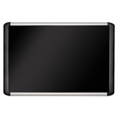 Soft-Touch Bulletin Board, 36" x 24", Black Surface, Black/Satin Aluminum Frame