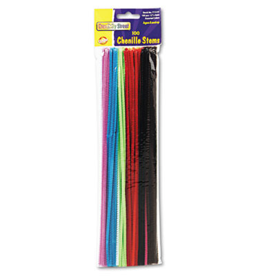 Regular Stems, 12" x 4 Mm, Metal Wire/Polyester, Assorted Colors, 100/Pack